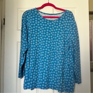 Woman Within Blue Snowflake Long Sleeve Top